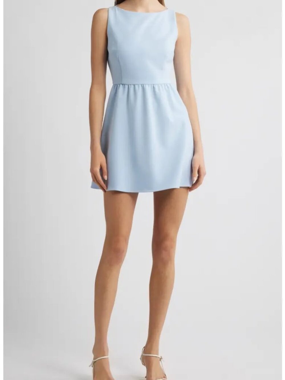 French Connection Whisper Boat Neck Mini Dress | Size 8 | Blue